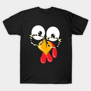 Thanksgiving Turkey Face Leopard Print Glasses T-Shirt